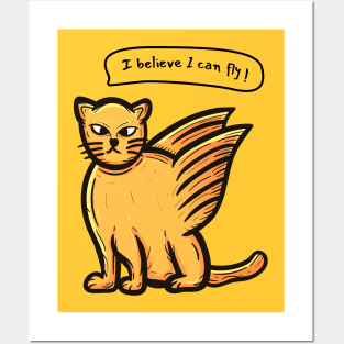 Flying cat I believe I can fly Posters and Art